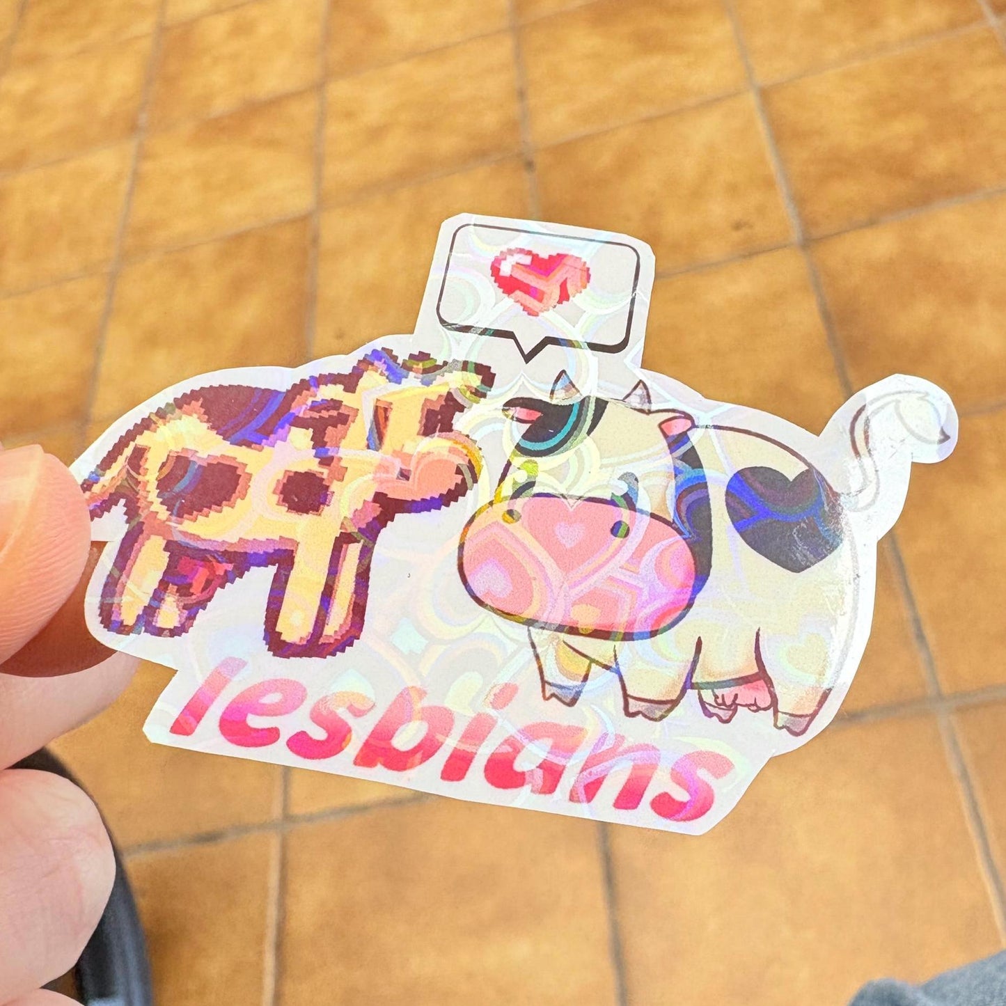 Lesbian Cows in Love Vinyl Sticker! *waterproof*