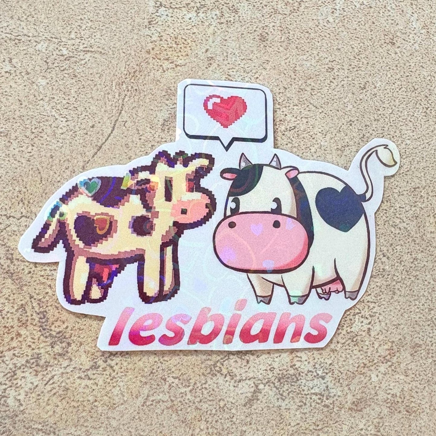 Lesbian Cows in Love Vinyl Sticker! *waterproof*