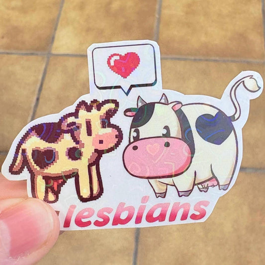 Lesbian Cows in Love Vinyl Sticker! *waterproof*