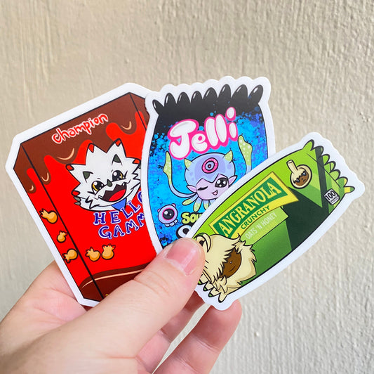 Digimon Ghost Game Snack Sticker Trio Jellymon Angoramon Gammamon