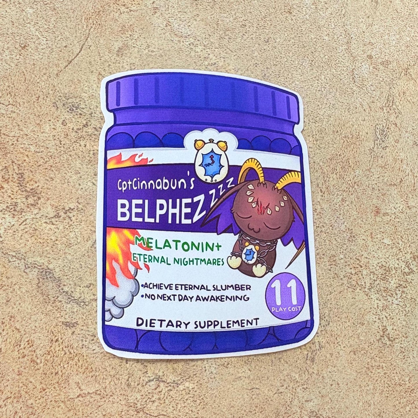 Belphemon: Sleep Mode Melatonin Gummies Vinyl Sticker! *waterproof*