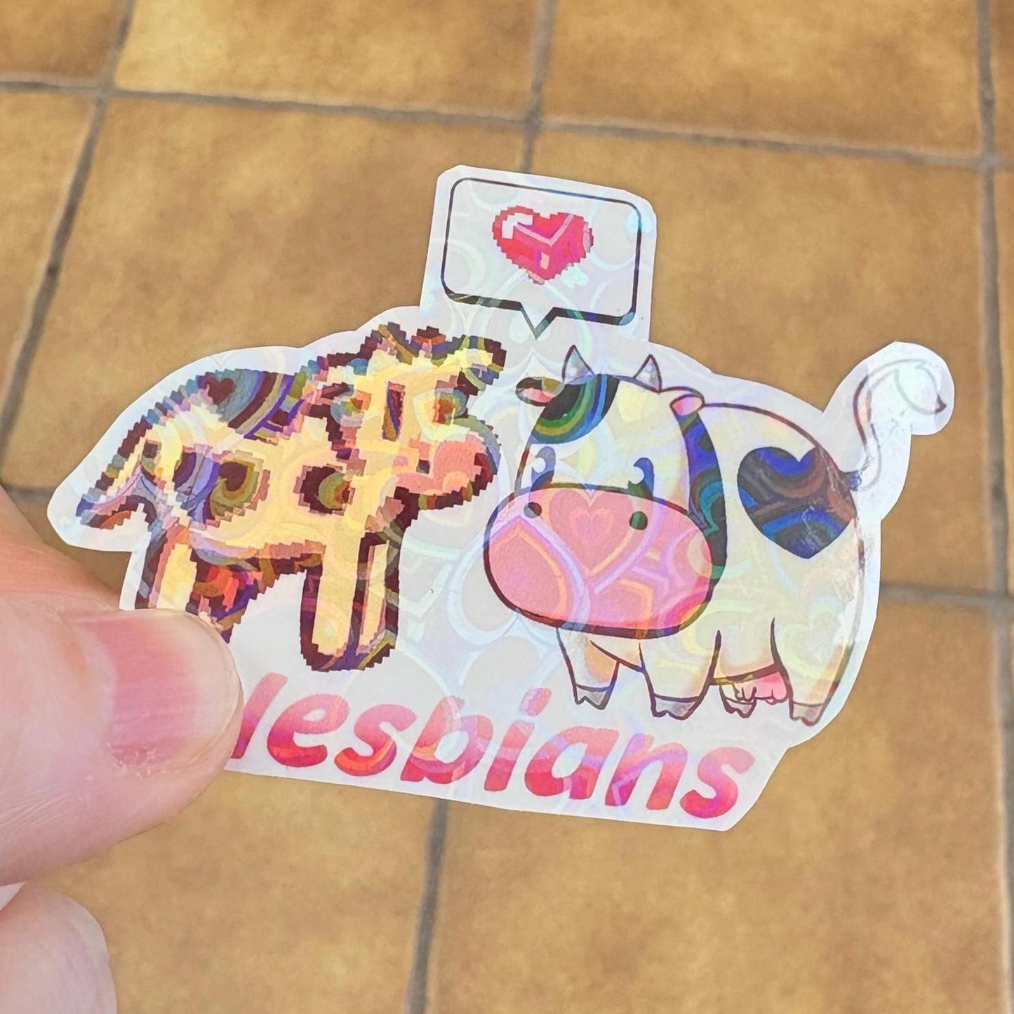 Lesbian Cows in Love Vinyl Sticker! *waterproof*